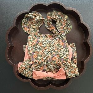 Girls Size 130 6-7 YEARS ~ SHEIN Floral Ruffle Sleeveless Top & Matching Shorts